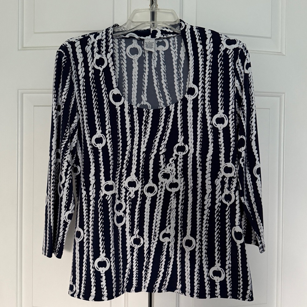 Grace Navy and White Nautical Blouse, L